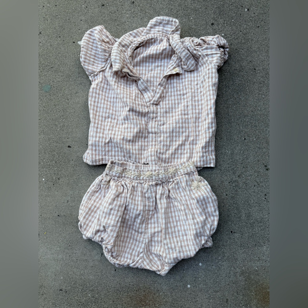 Kids Checkered Outfit - Pink and White